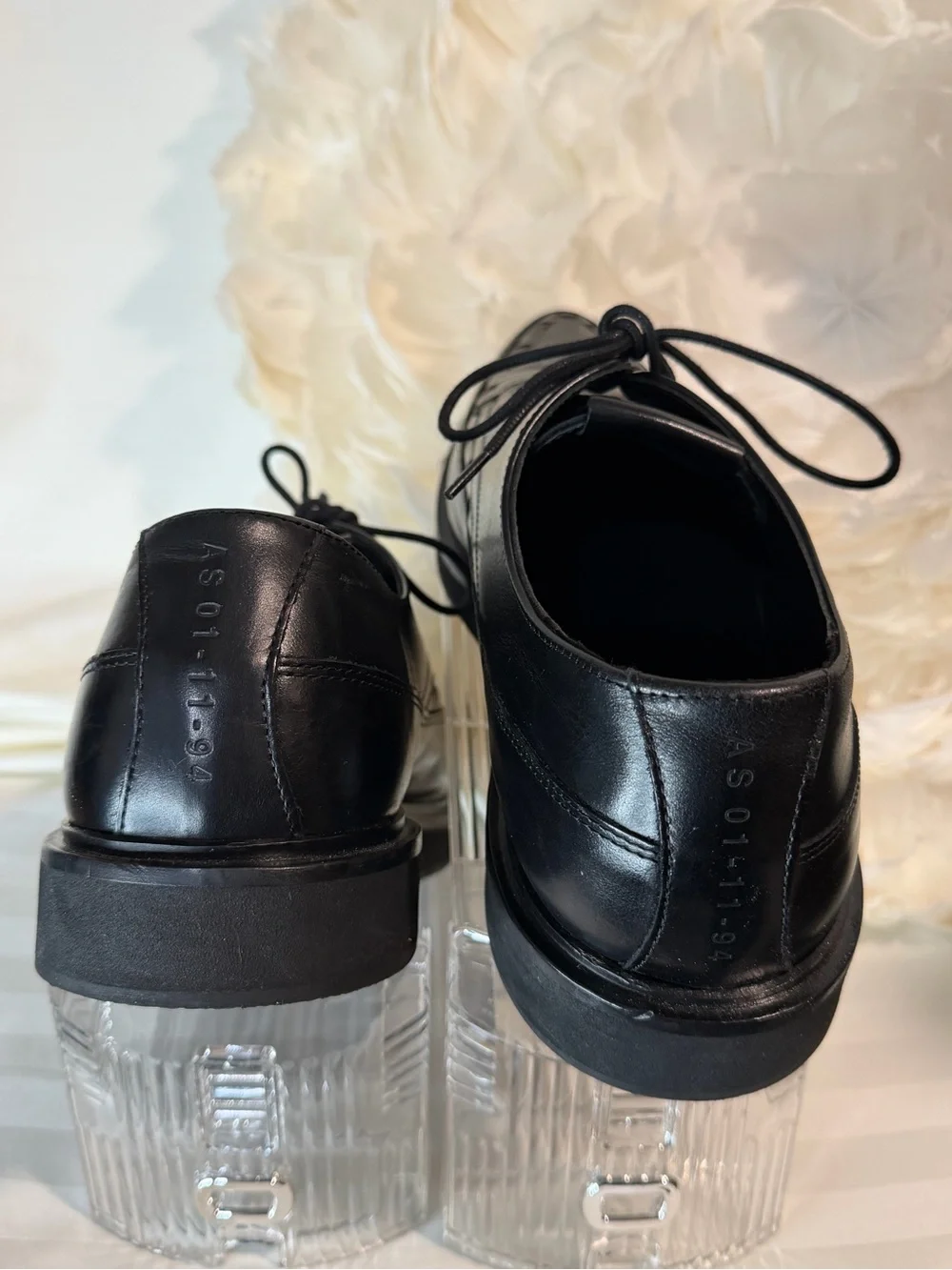 AllSaints Black Leather Lace-Up Derby Shoes